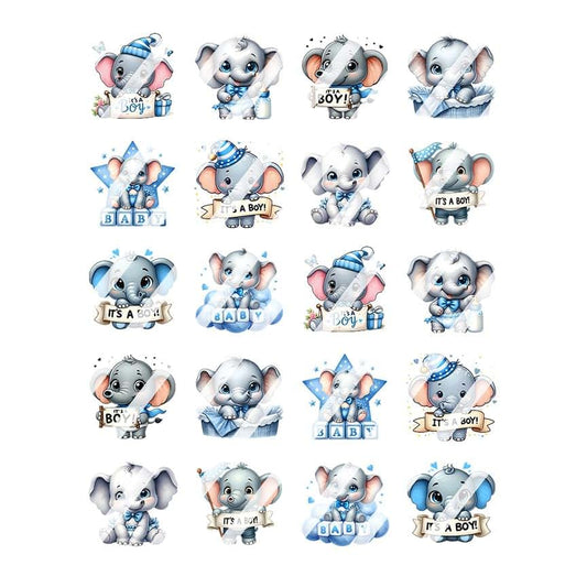 Southern Treasure Bowlicious Bow-Tique Cute Its a Boy Elephant Nail Art Decals