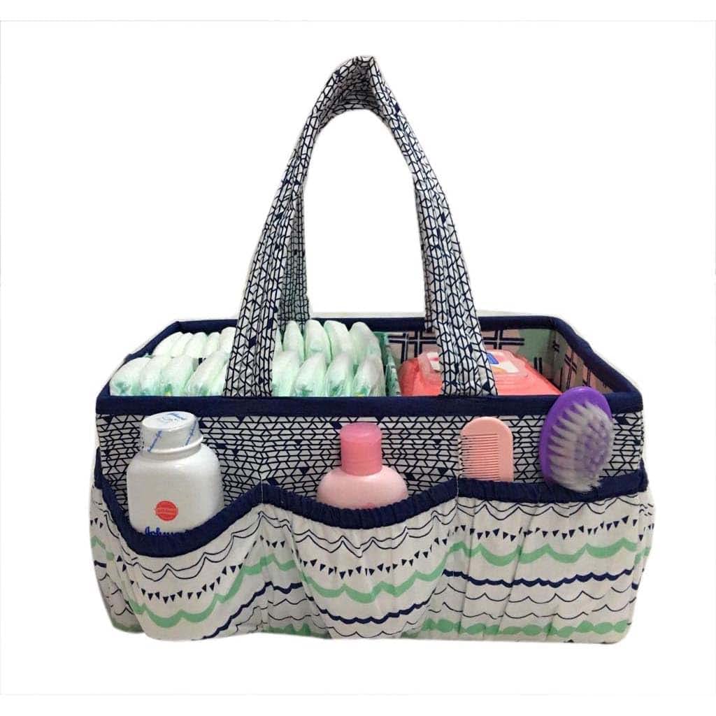 Bacati Tribal Nursery Fabric Storage Caddy, Mint/Navy