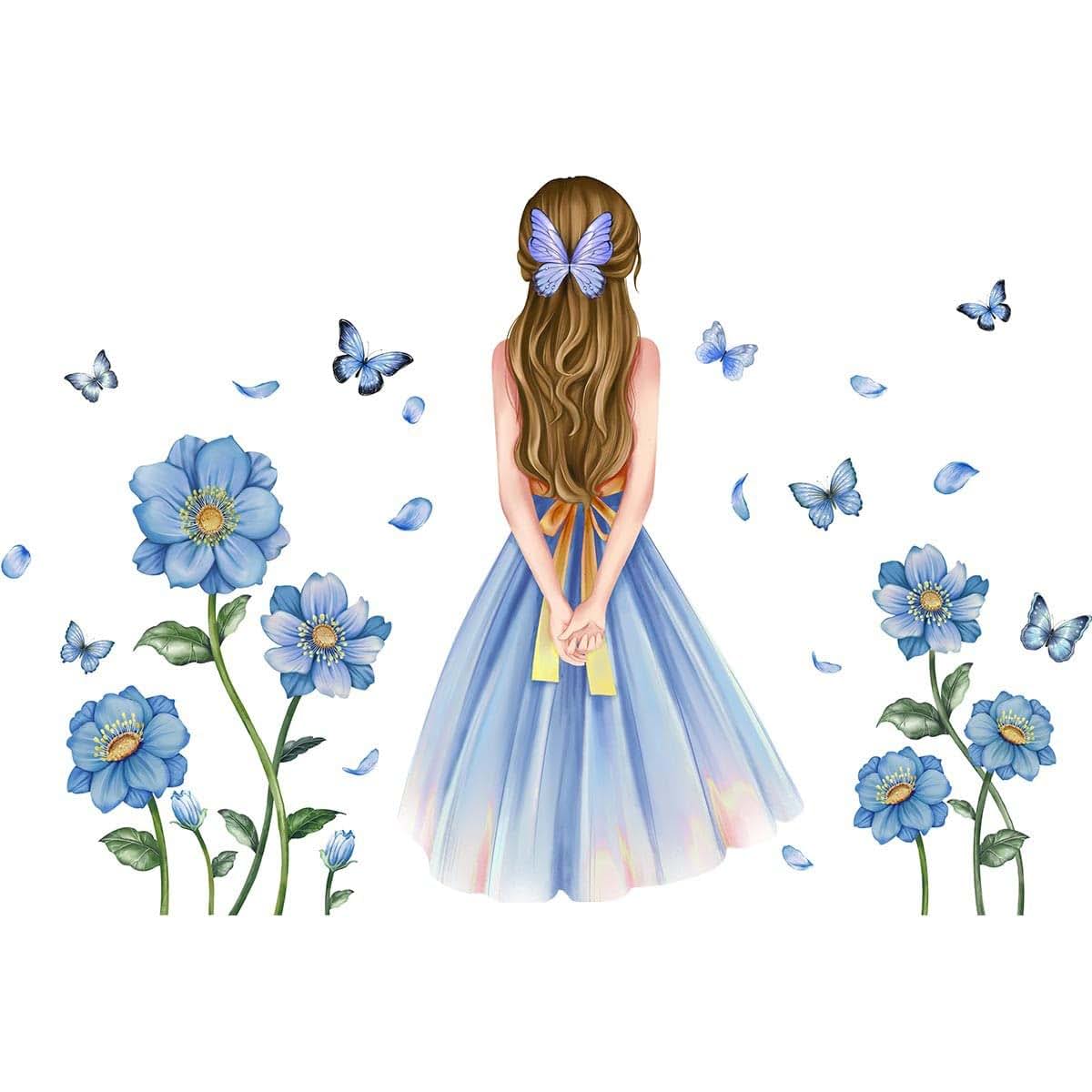 Winhappyhome Floral Butterfly Vinyl Wall Decals for Room Decoration