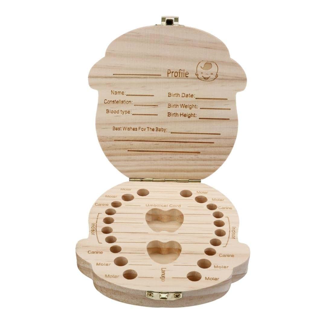Gbell Baby Teeth Box, Wood Organizer StorageTeeth Save Box for Toddler Infant Newborn Baby Boy&Girl (B) (photo 2)