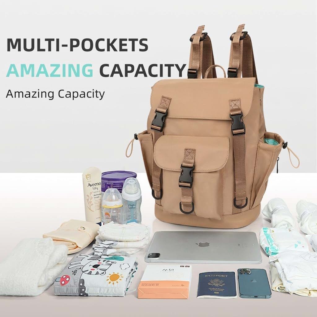 MOMINSIDE Diaper Bag Backpack with Wet Pocket and 9 Pockets