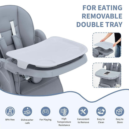 Towallmark Foldable Adjustable Baby High Chair in Dark Grey (photo 4)