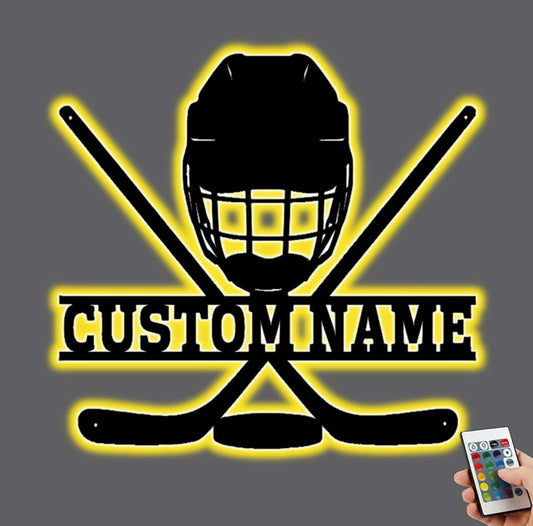 Amabery Personalized Hockey Stick Night Light With LED Color Changing Features