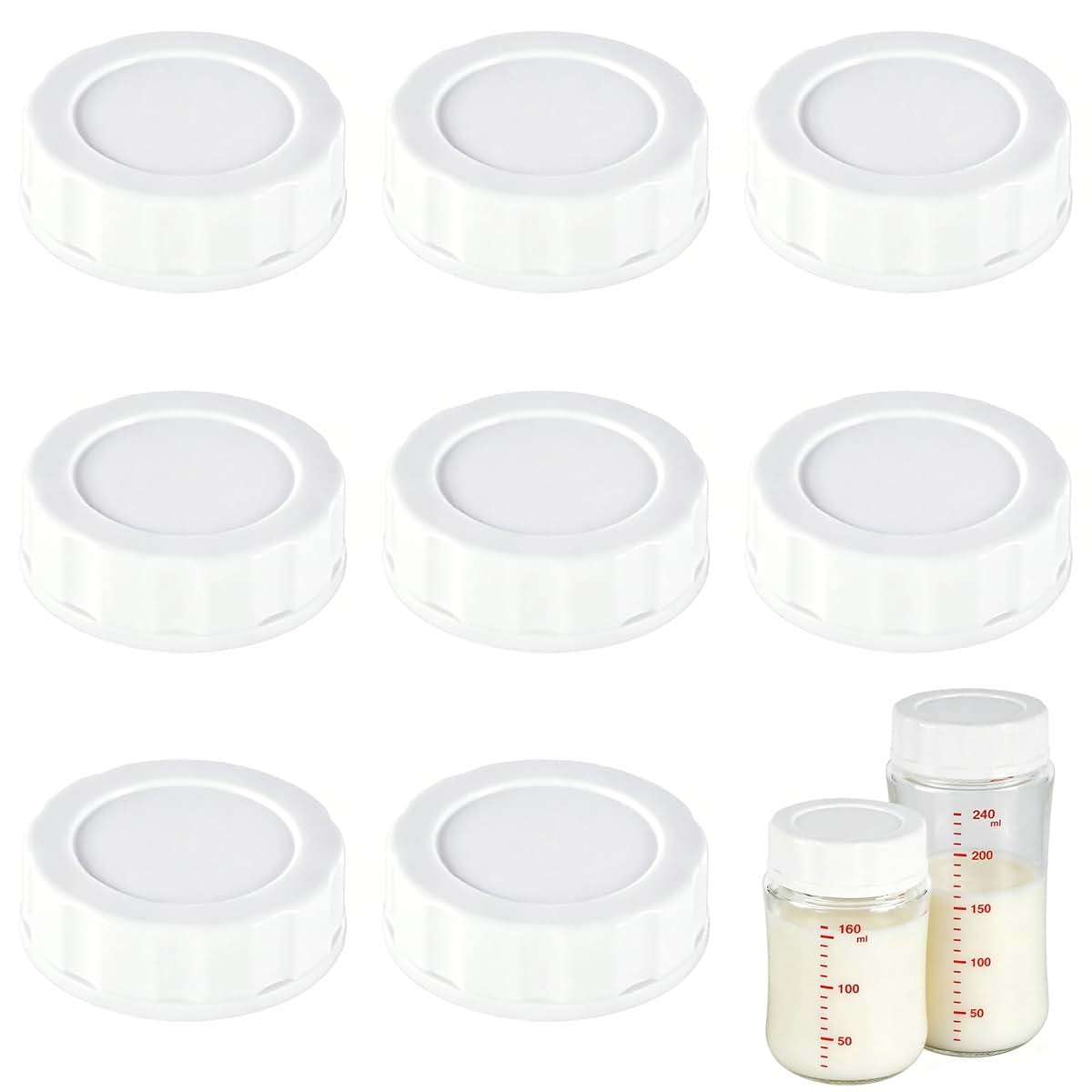 XTSWFC 8Pack Baby Bottle Caps for Pigeon Bottles, Travel and Storage Bottle Lids Replacement, Soft & Safe Bottle Lid