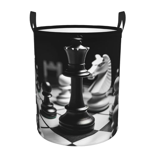 AdaNti Black And White Chess Print Circular Storage Hamper