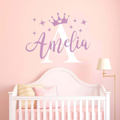 Sticker Graphics Princess Crown Custom Name Wall Decal For Bedroom