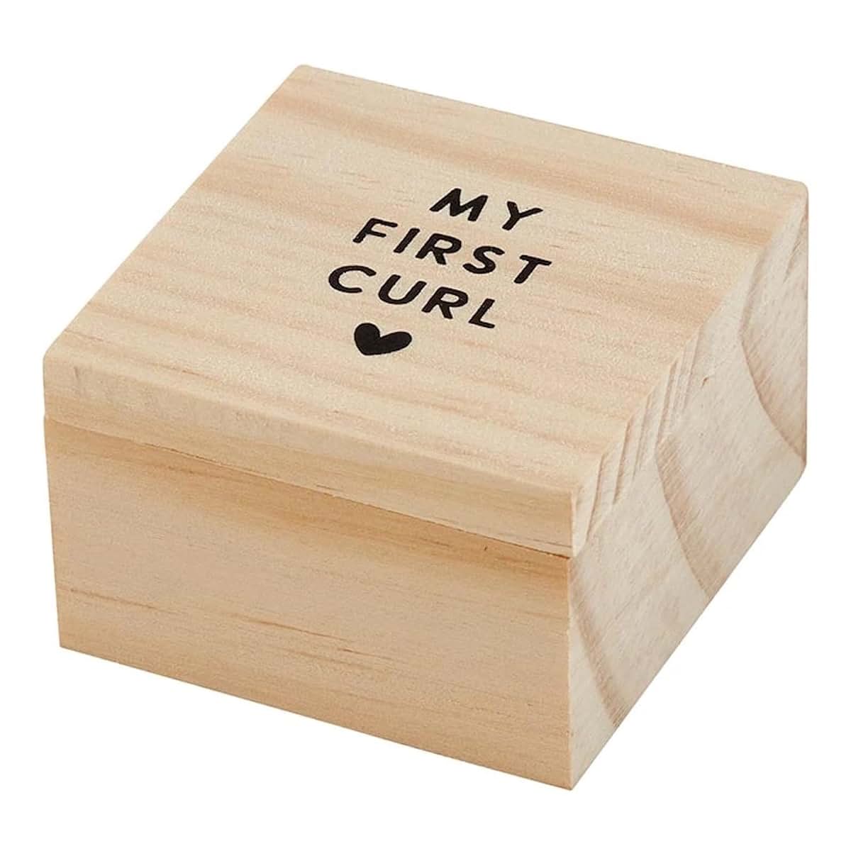 Stephan Baby Keepsake Box Pine Wood Memory Storage Case for First Infant Curl Gift, 2", My First Curl