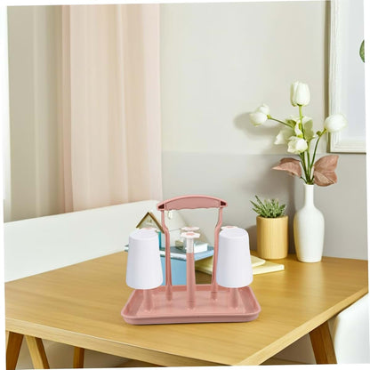 Pink European Style Drying Rack for Cups, Bottles, and Mugs