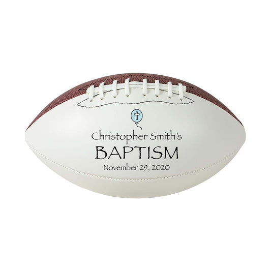 Personalized Sports Balls Personalized Baptism Football, Custom Baptism Football, Christening Keepsake (Blue)