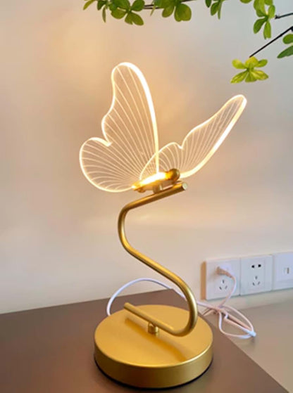 Jinnwell 3D Butterfly Table Night Light With Fabric Lampshade
