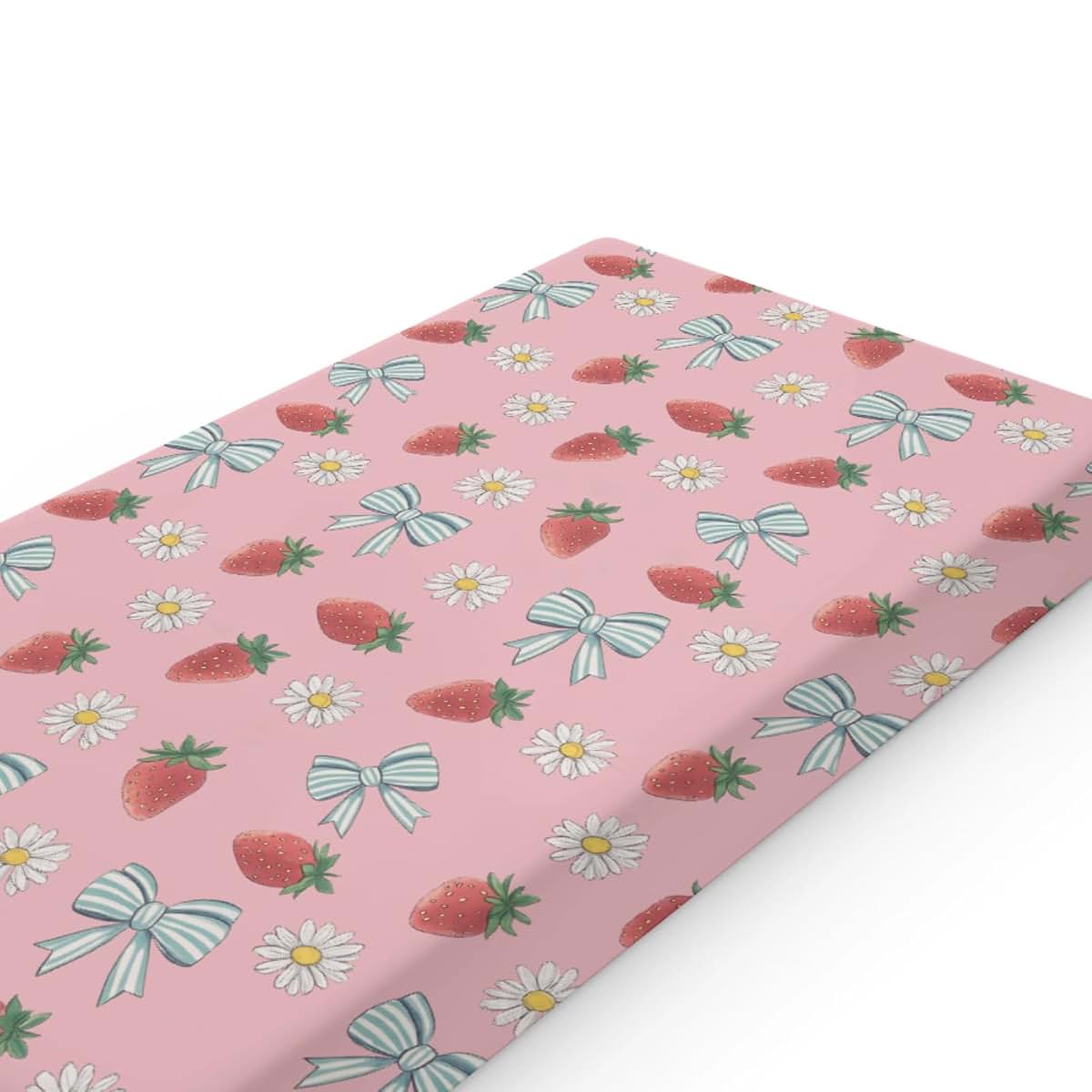 S2tMhb Strawberry Pattern Changing Pad Cover Liner for Girl Boy,Bows Daisies Theme Snug Fitted Diaper Table Covers for