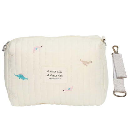 Oppwong Embroidery Quilted Cotton Dinosaur Diaper Organizer Pouch