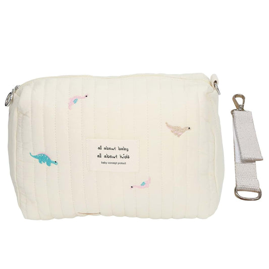 Oppwong Embroidery Quilted Cotton Dinosaur Diaper Organizer Pouch