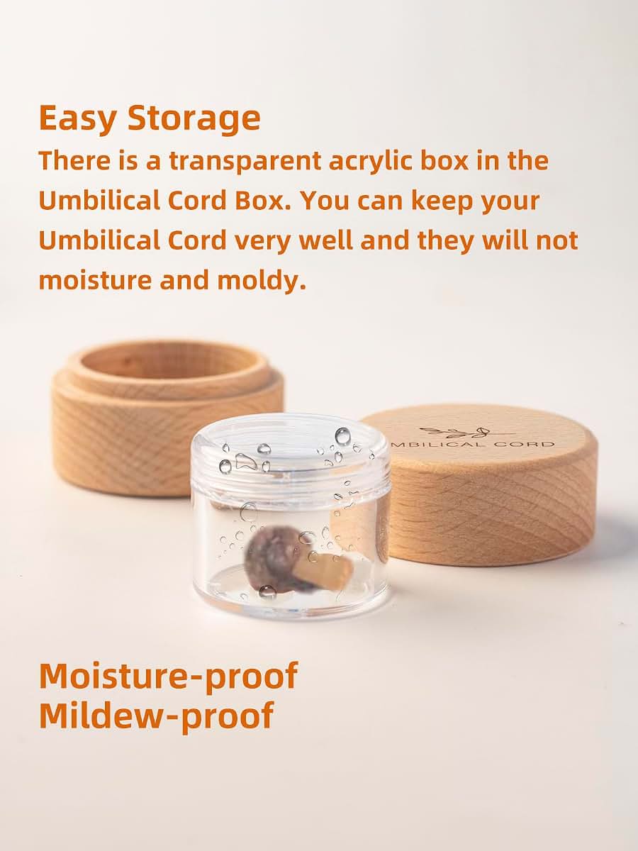 Iwoohome Wooden Umbilical Cord Keepsake Box With Acrylic Insert (photo 2)