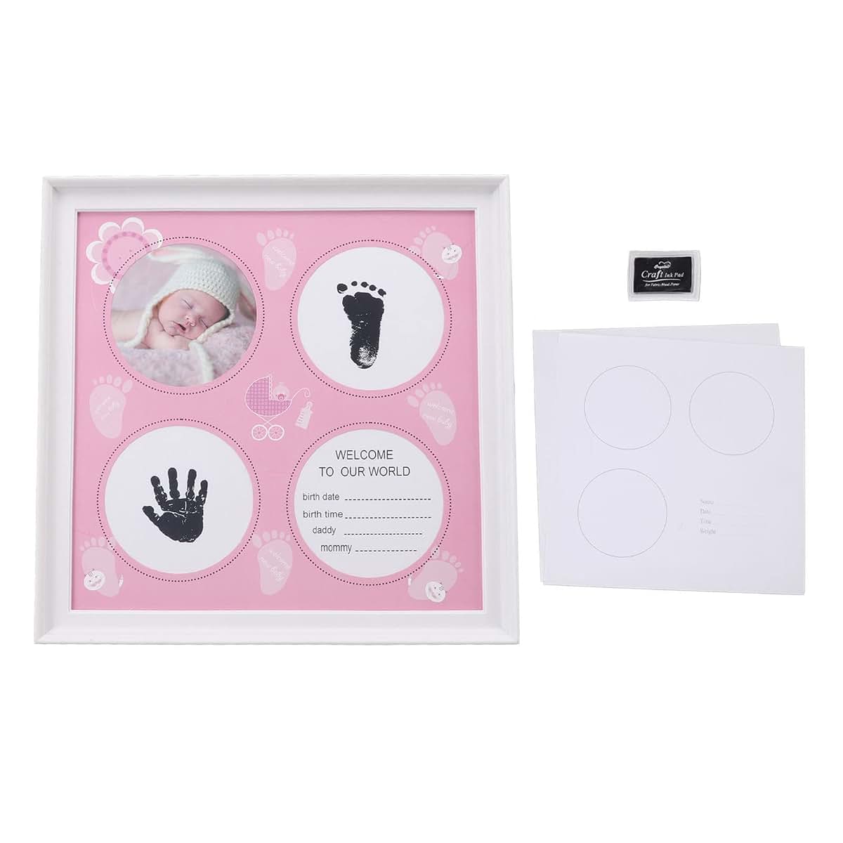 Milltrip Newborn Hand & Footprint Keepsake Frame, Display with Shadow Box for Baby Memory (Roseate)