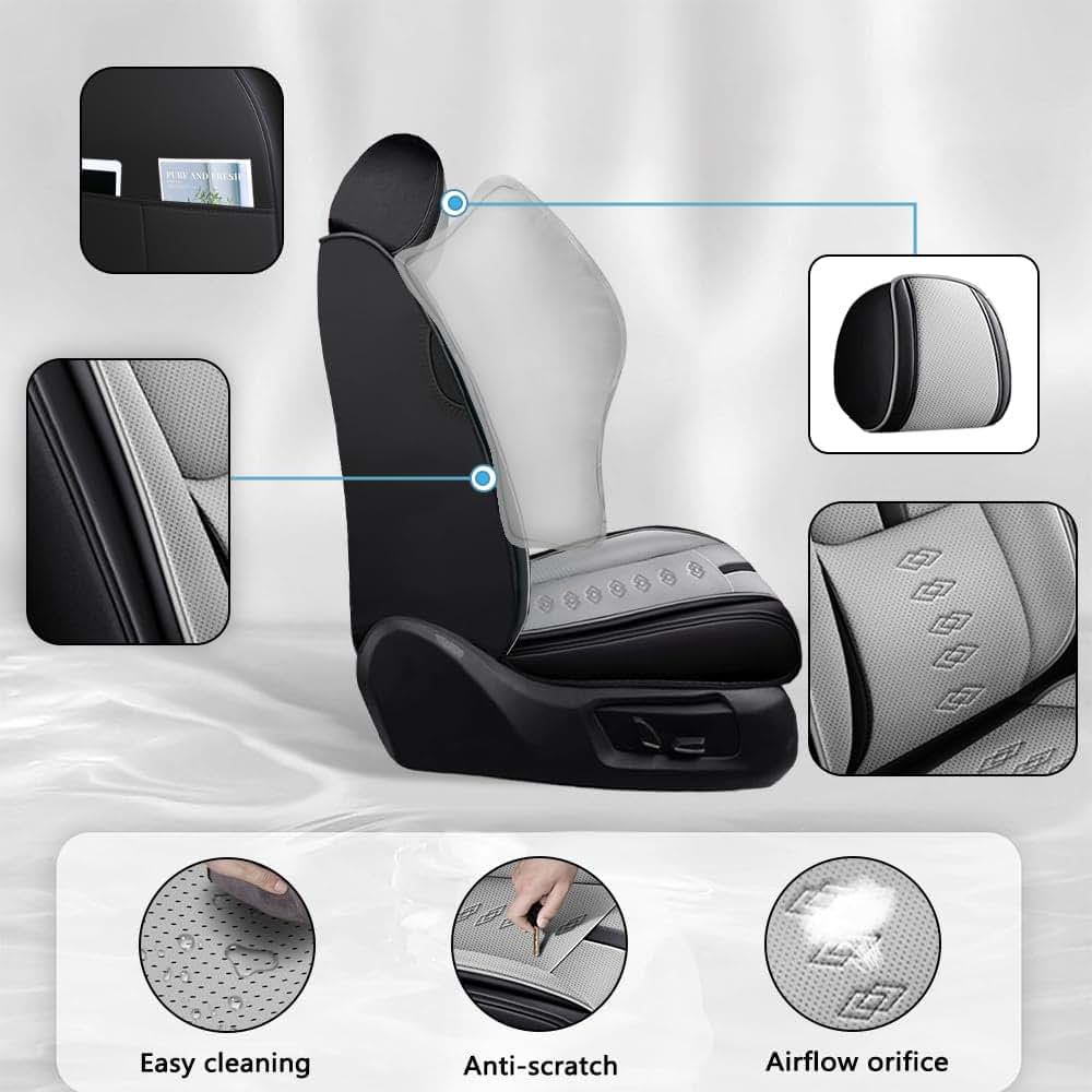 CARSITR Waterproof Car Seat Covers for Hyundai Santa Fe Sport 2014-2018