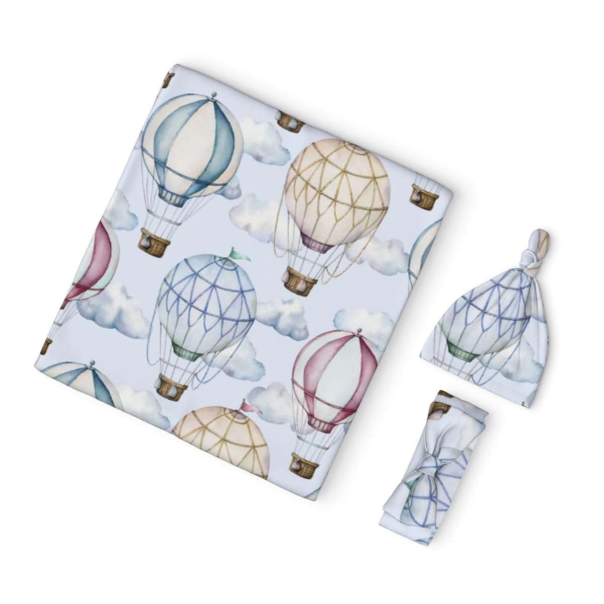 Hot Air Balloons Receiving Blanket Set for Newborn And Toddler Girls