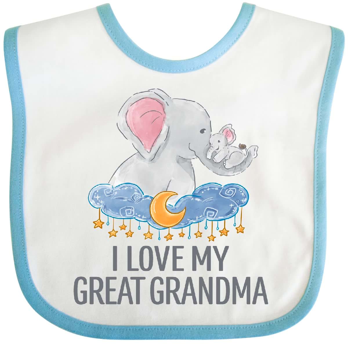 I Love My Great Grandma Elephants Night Sky Bib for Baby