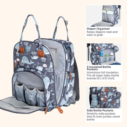 BabbleRoo Diaper Bag Backpack Sea Animals