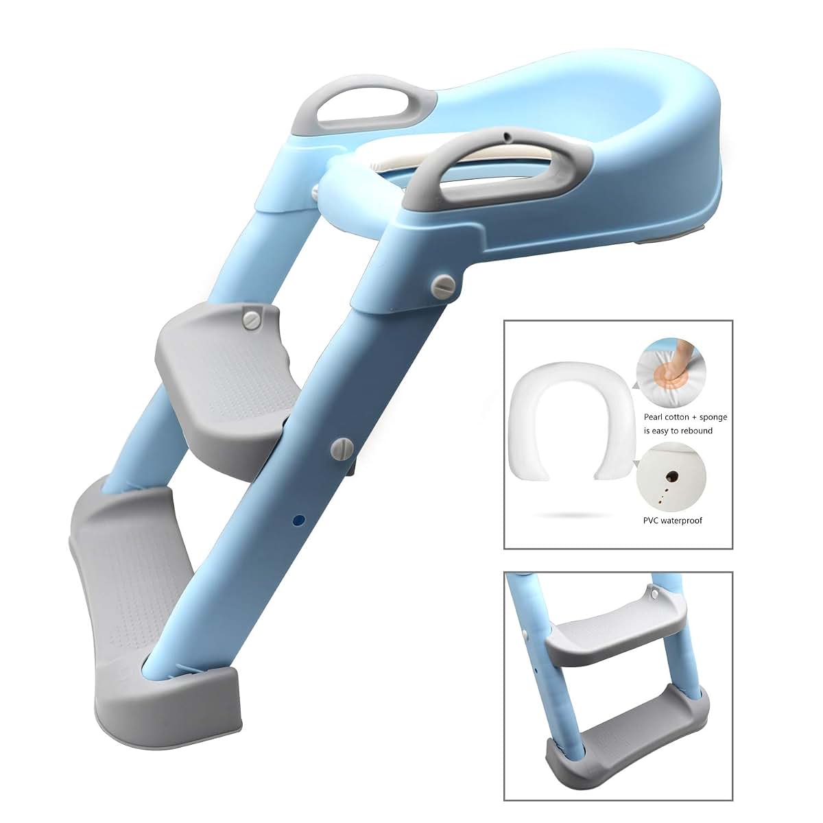 HTTMT Classic Potty Training Toilet Ladder Seat for Toddlers and Kids in Blue