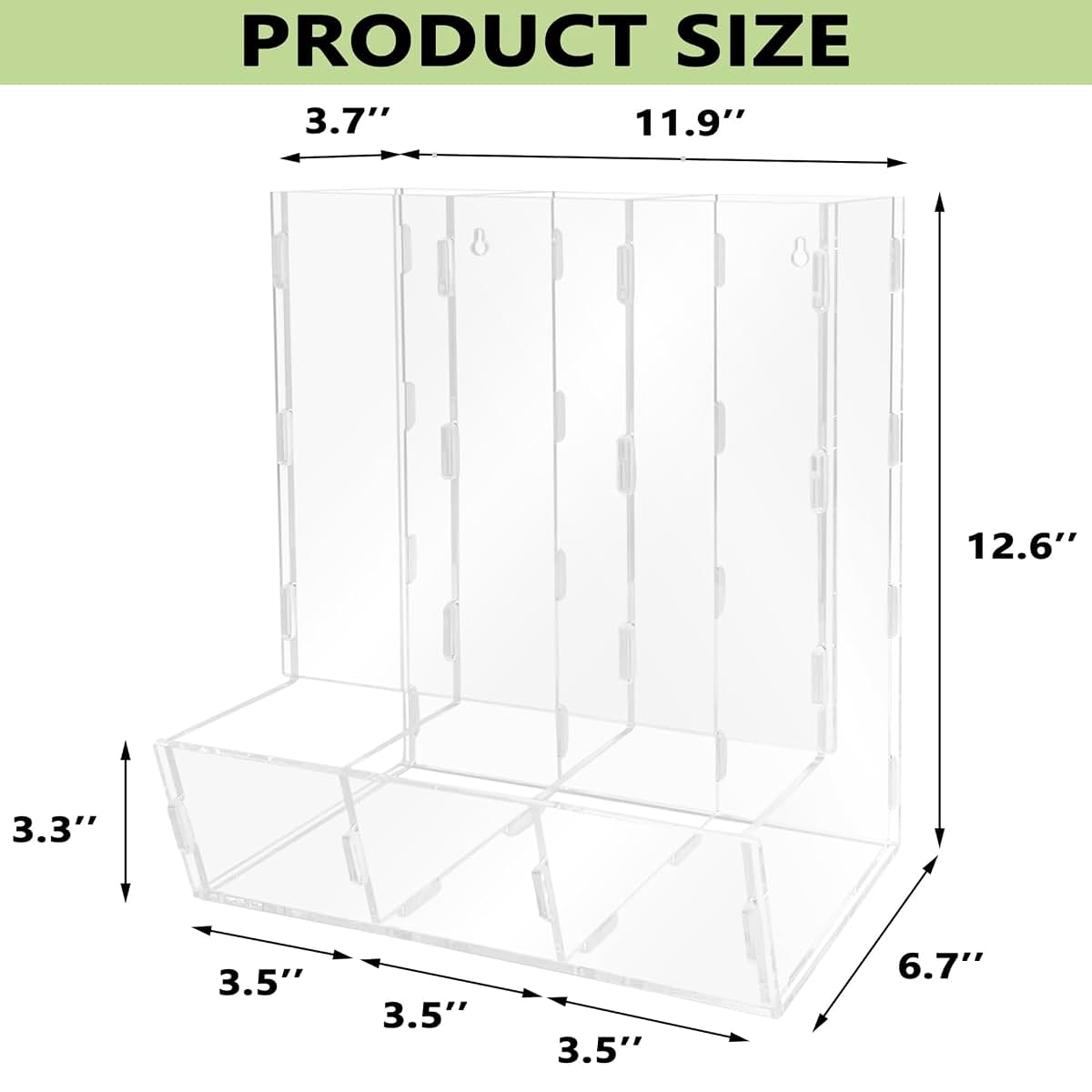 Montex Acrylic Wall Toy Dispenser, Acrylic Wall Storage, (Triple Compartment) Hanging Organizer and Storage Bin for (photo 3)