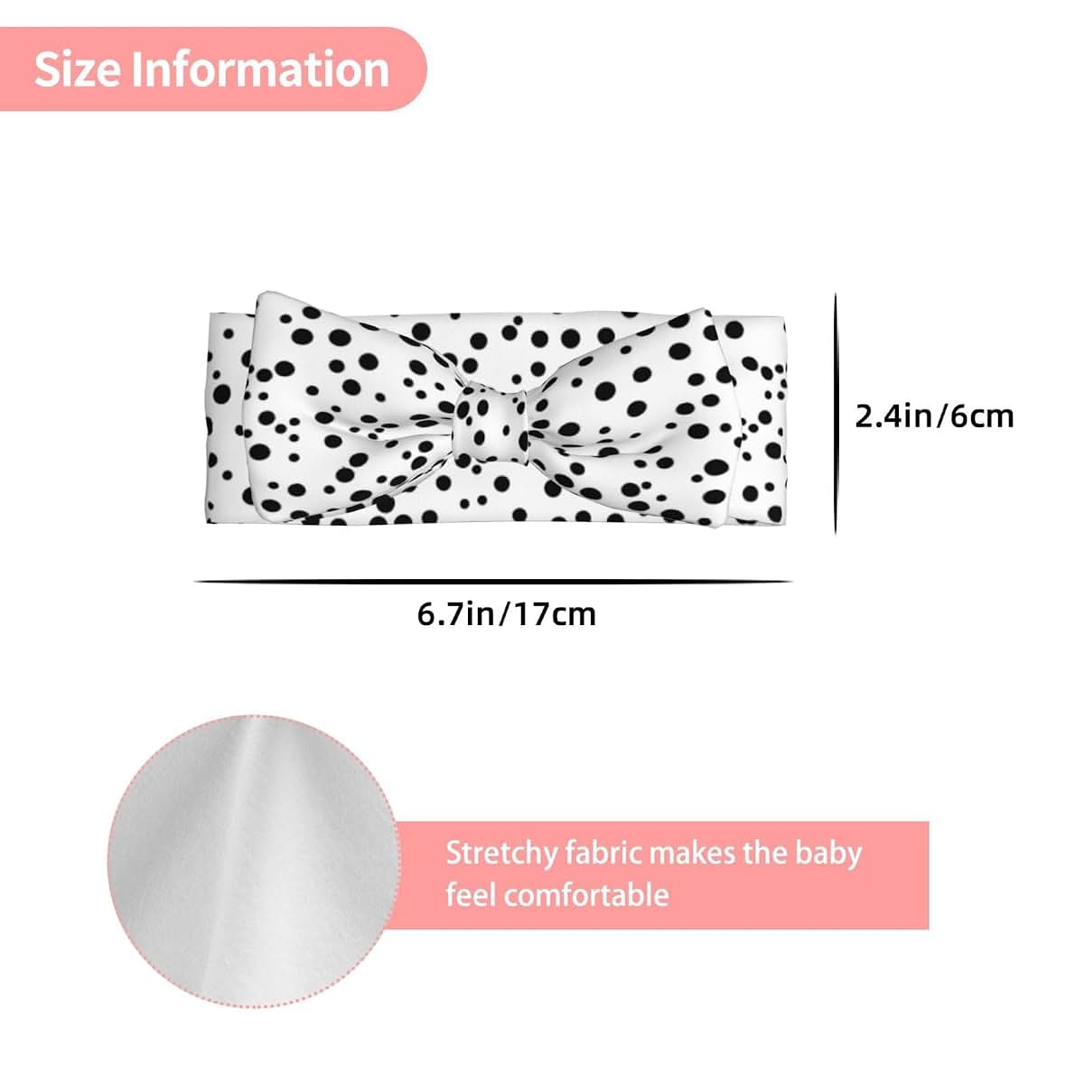 Kastiong Black And White Polka Dot Baby Bow Headband For Infants (photo 3)