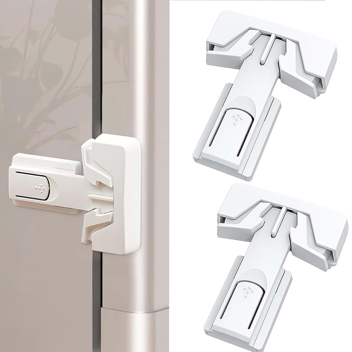 GUJI 2-Pack Updated Refrigerator Lock - No Tools Required, Easy Installation, Fridge Locks for Kids, Aging Seals &