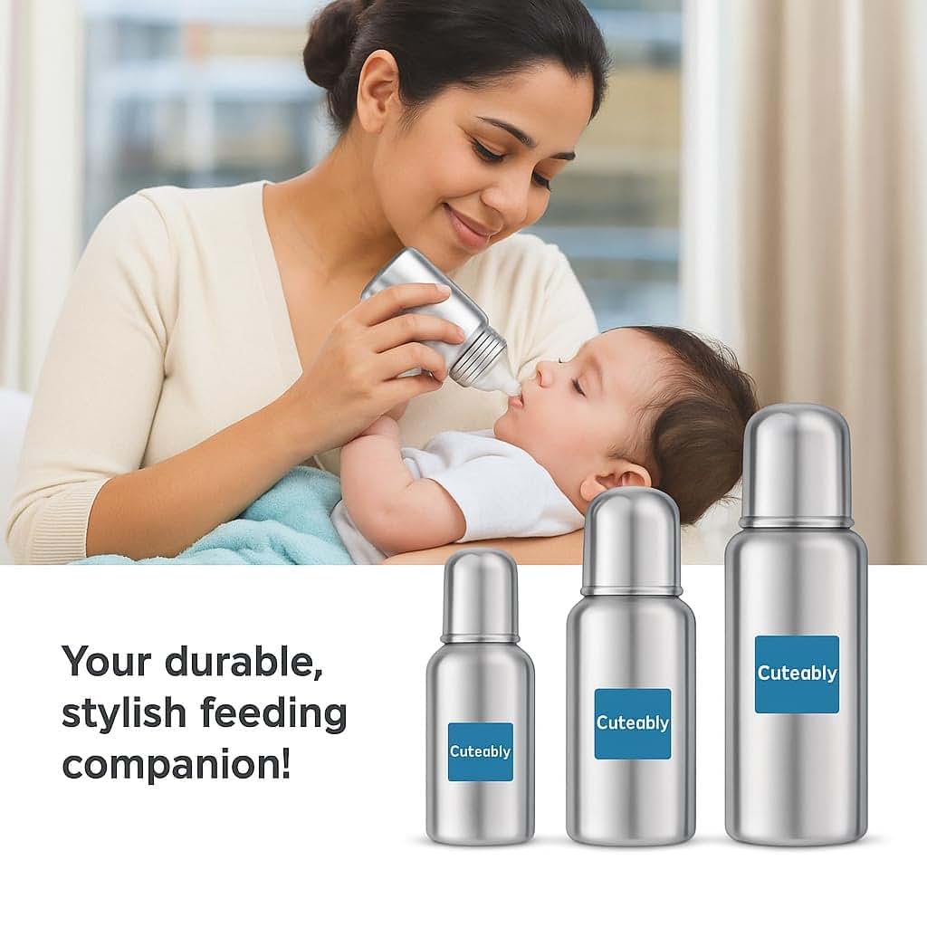 Pgm Distributors Stainless Steel Baby Bottle Set, 150ml - 2 Pack (photo 2)