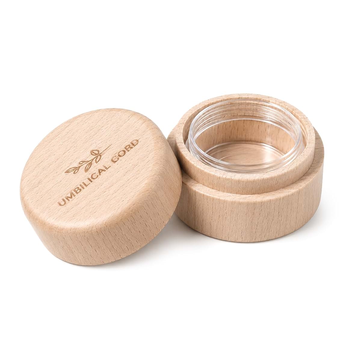 Fosaseua Wooden Umbilical Cord Keepsake Box With Leaf Pattern