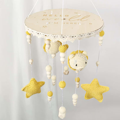 Boho Crochet Lion Baby Crib Mobile for Nursery Decor