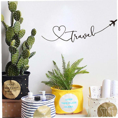 Froiny 1pc Wall Stickers Travel Themed Quote Words Wall Decal Self-Adhesive Removable Poster Waterproof PVC Kids Room