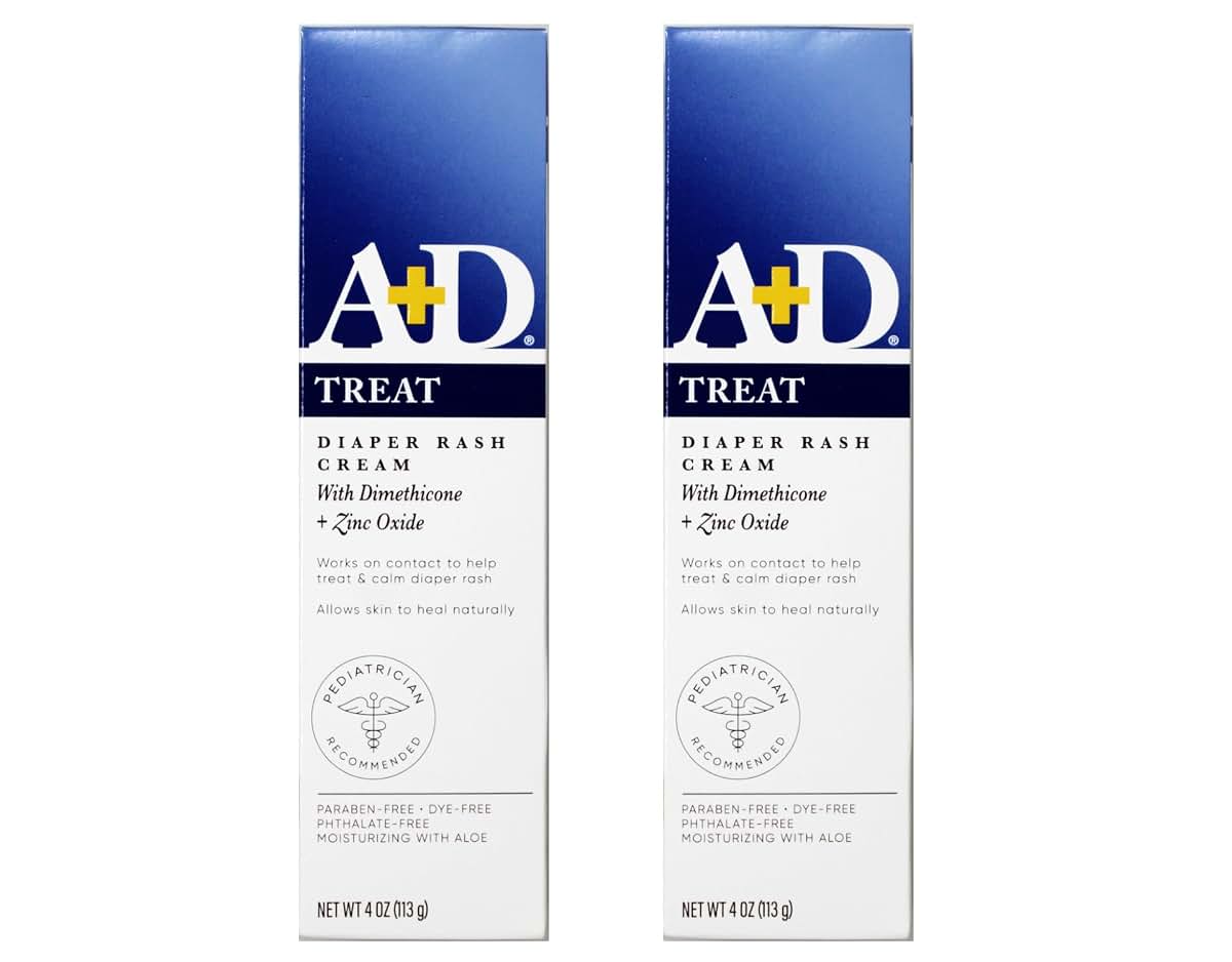 Bayer Consumer A+D Diaper Rash Cream, Zinc Oxide, 4 Ounces each (Value Pack of 2)