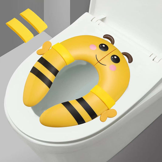 PandaEar Folding Toilet Seat Cover for Toddlers, Portable Silicone Travel Potty Training Seat with Non-Slip Pads