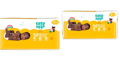 Fred & Flo Size 1 Newborn Nappies 50 Pack 2X