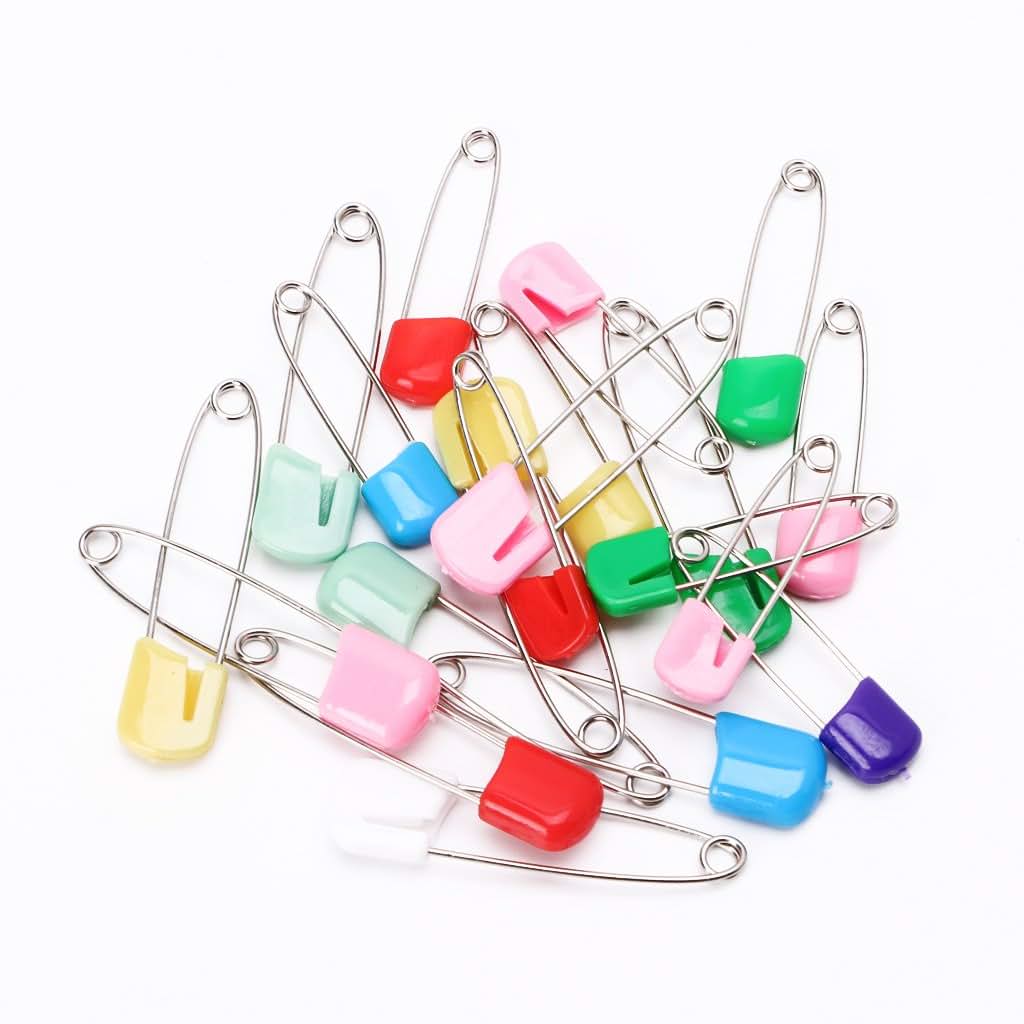 DRAGONRUN 20-Piece Baby Cloth Diaper Safety Pins with Locking Head, Stainless Steel