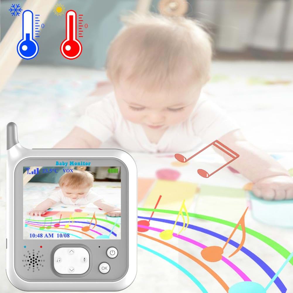 Derebir Video Baby Monitor with Camera, 3.2 Inch Screen, Two-Way Talk, Night Vision