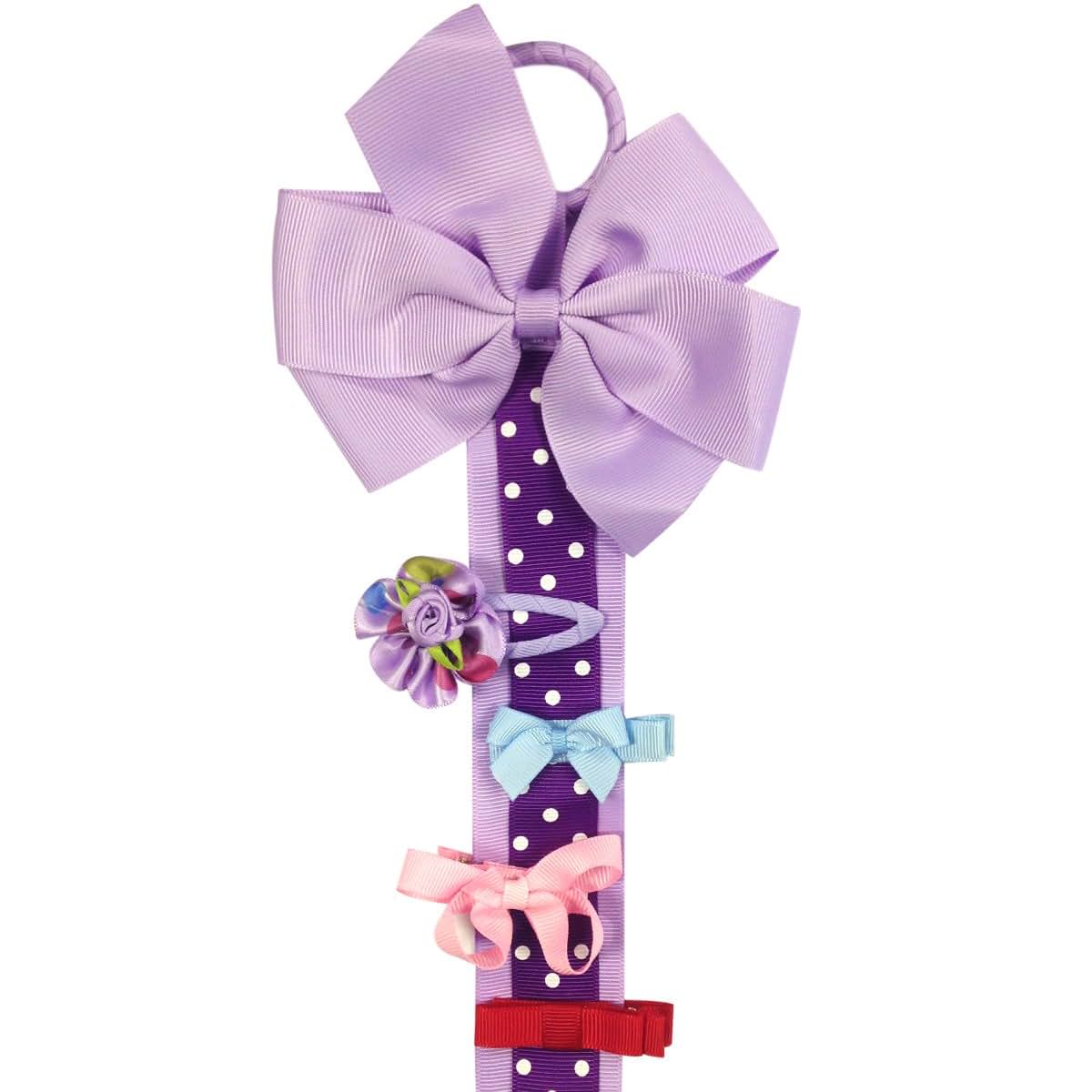 Wrapables Hair Clip and Hair Bow Holder, Purple Polka Dots (photo 2)