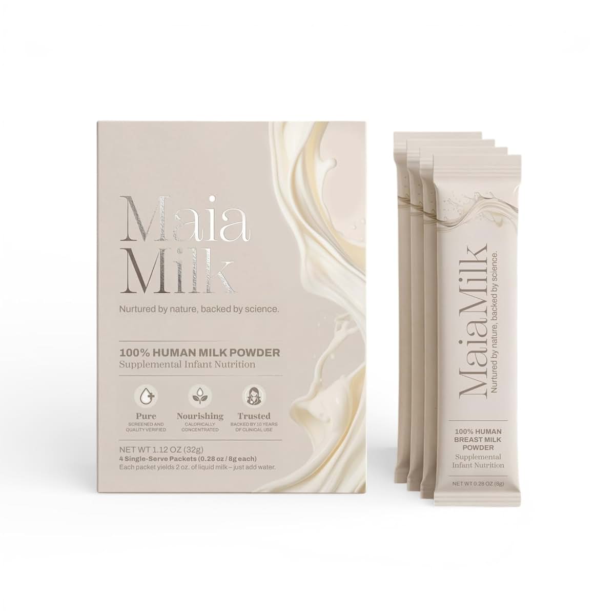 MaiaMilk Human Donor Milk Powder Packets, Supplemental Infant Nutrition