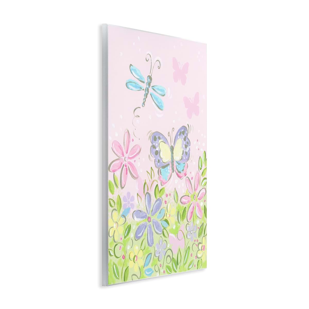 The Kids Room Wall Plaque Art - Pastel Butterfly & Dragonfly Print