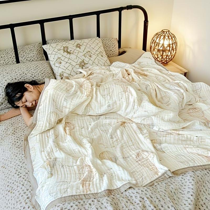 Itfro 6-Layer Organic Cotton Muslin Swaddle Blanket - Balloon Print