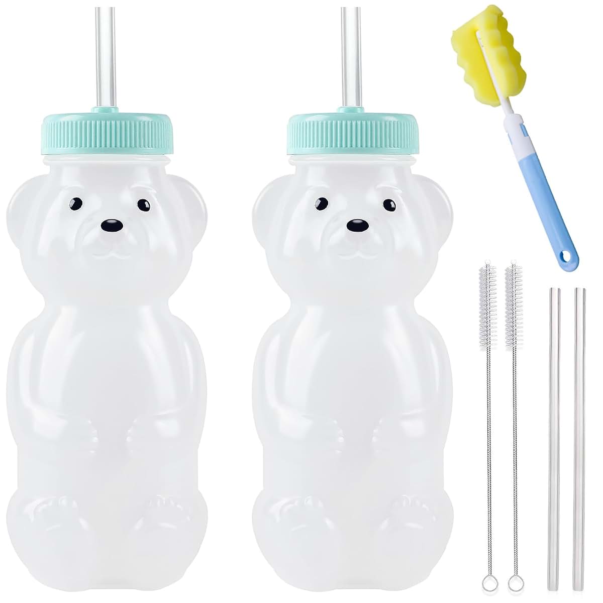 Honey Bear Straw Cups Drinking Bottles for Learning to Drink from a Straw