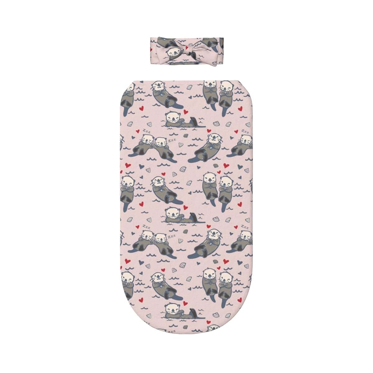 WELBB Otter Baby Swaddle Headband Set, Polyester Newborn Essentials