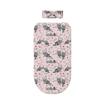 WELBB Otter Baby Swaddle Headband Set, Polyester Newborn Essentials