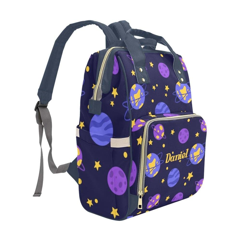 NZOOHY Space Planets and Stars Personalized Diaper Bag Backpack,Custom Name Diaper Backpack Nursing Baby Mommy Bag for (photo 3)