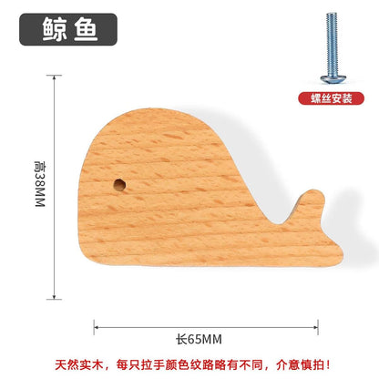 Pilyon Wooden Door Knobs 2 Pack Cartoon Animal Handles