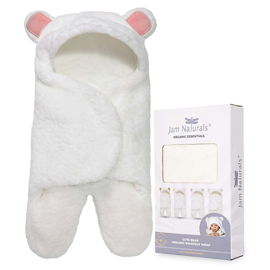 Jam Naturals Cute Bear Newborn Swaddle With Organic Cotton Lining