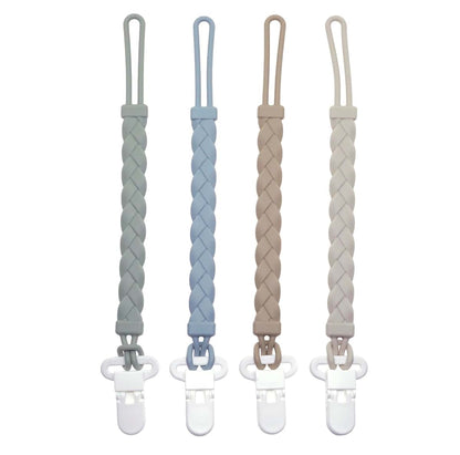 BabyOneStop 4-Pcs Silicone Braided Pacifier Clip Holder for Newborns