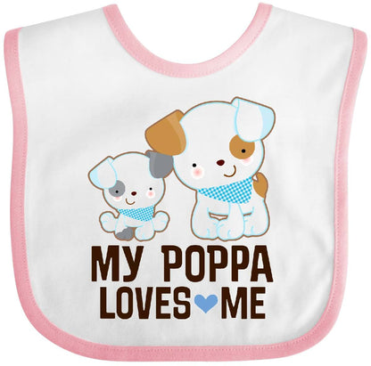 Inktastic My Poppa Loves Me Grandson Bib - Combed Cotton