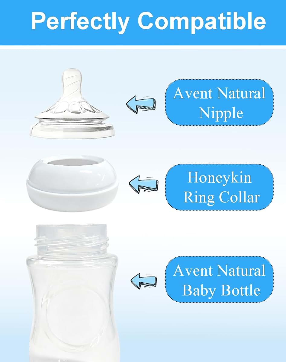 Honeykin Replacement Bottle Ring Collars Compatible with Philips Avent Natural Bottles, PP or Glass Bottles, Screw Ring (photo 2)