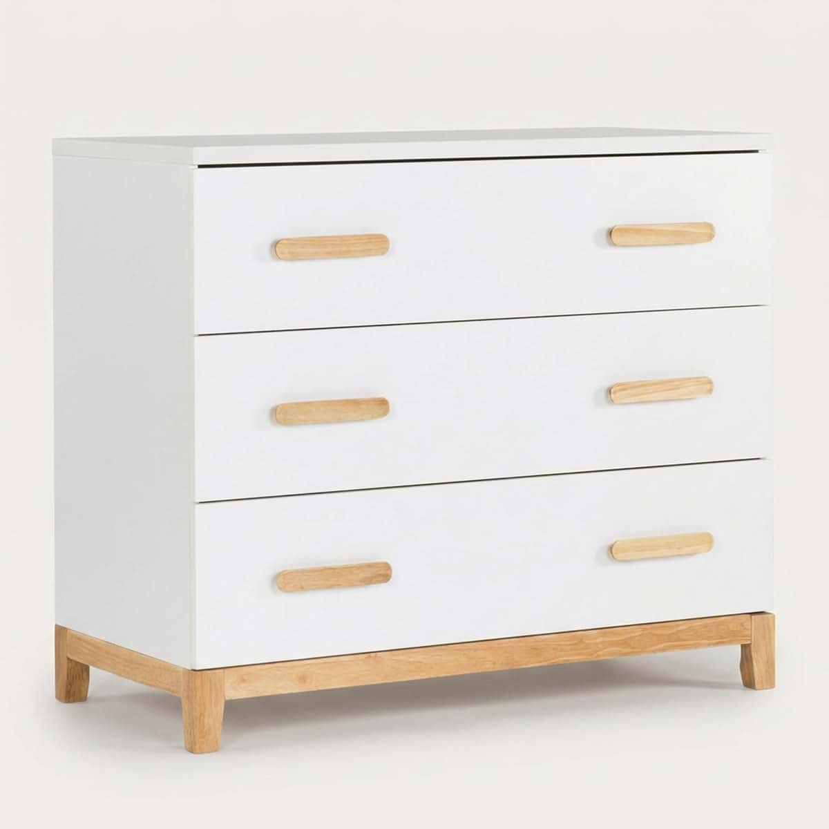 dadada LaLa 3-Drawer Compact Nursery Dresser, Deep Drawers, White/Natural
